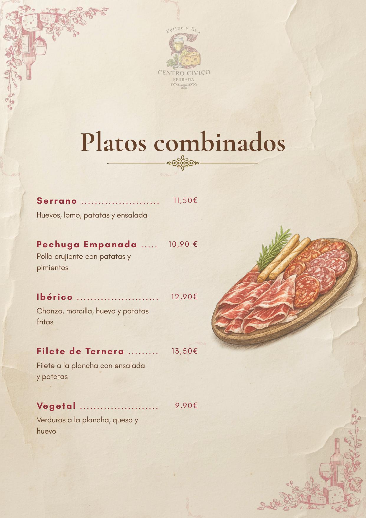 Página de platos combinados de la carta